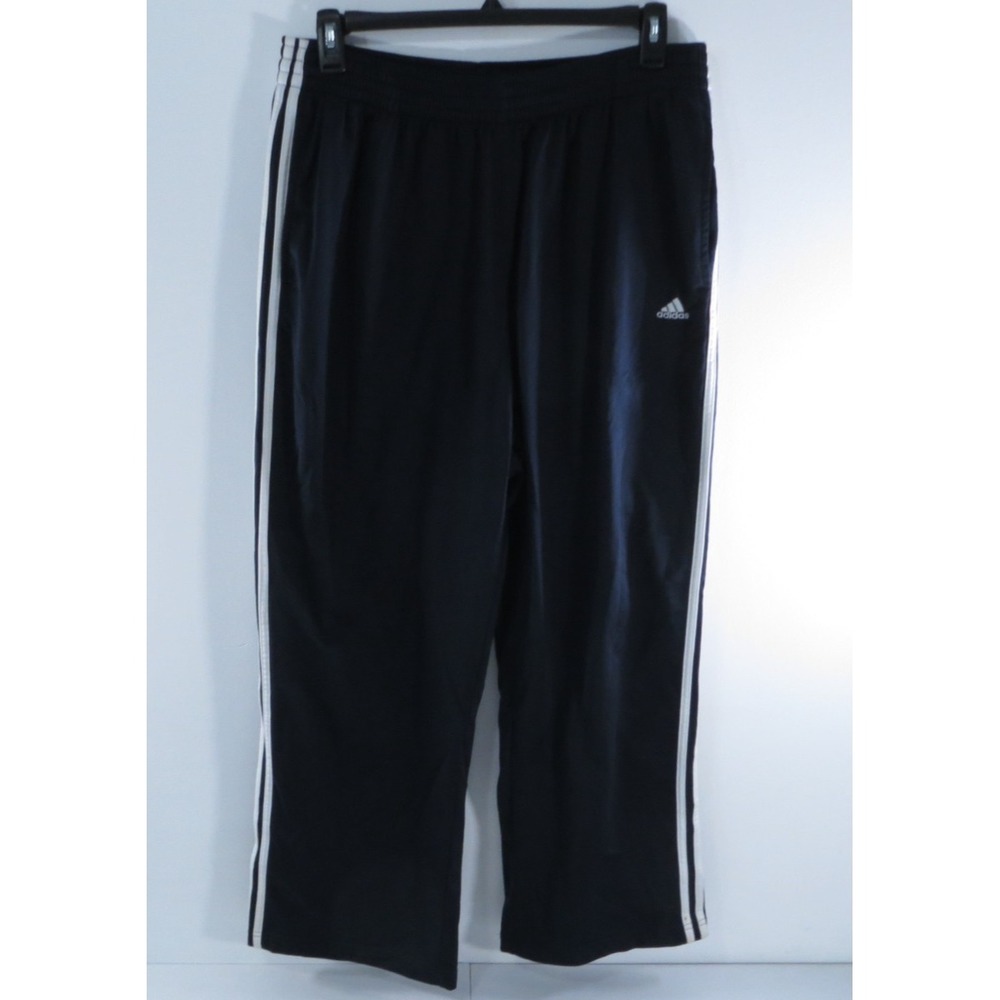 Vintage Adidas Mens Navy Blue Striped Soft Baggy Track Sweat Pants Drawstring XL